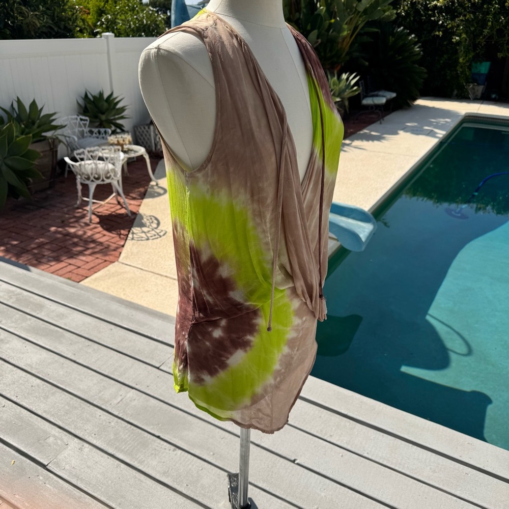 Young Fabulous & Broke Asymmetrical Tie-Dye Dress in Brown and Green - Picture 5 of 9